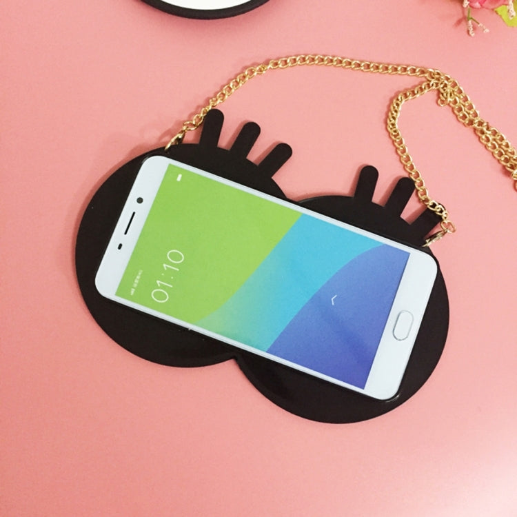 OPPO R9 3D LOVE forly Big Eyes Chain Bag Protective Back Cover Case (Black)