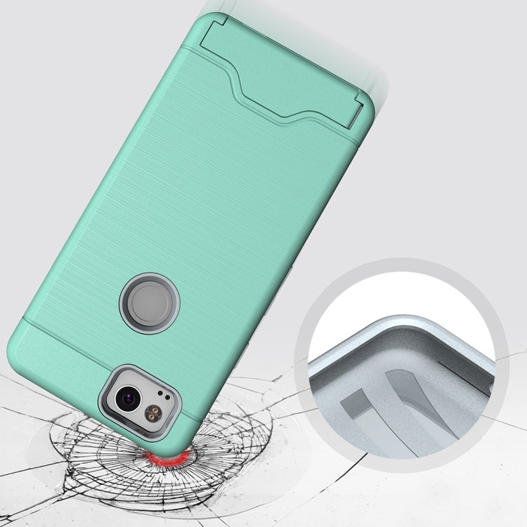 For Google Pixel 2 Brushed Texture Separable PC + TPU Protective Combination Back Case with Holder & Card Slot