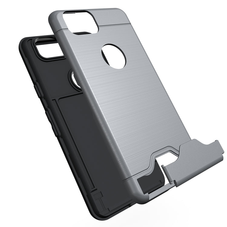 For Google Pixel 2 Brushed Texture Separable PC + TPU Protective Combination Back Case with Holder & Card Slot
