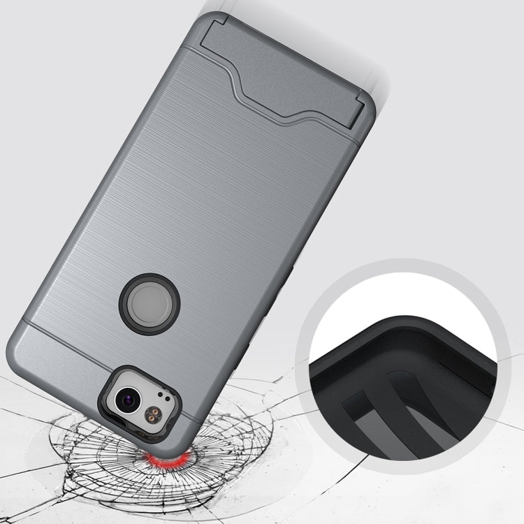 For Google Pixel 2 Brushed Texture Separable PC + TPU Protective Combination Back Case with Holder & Card Slot