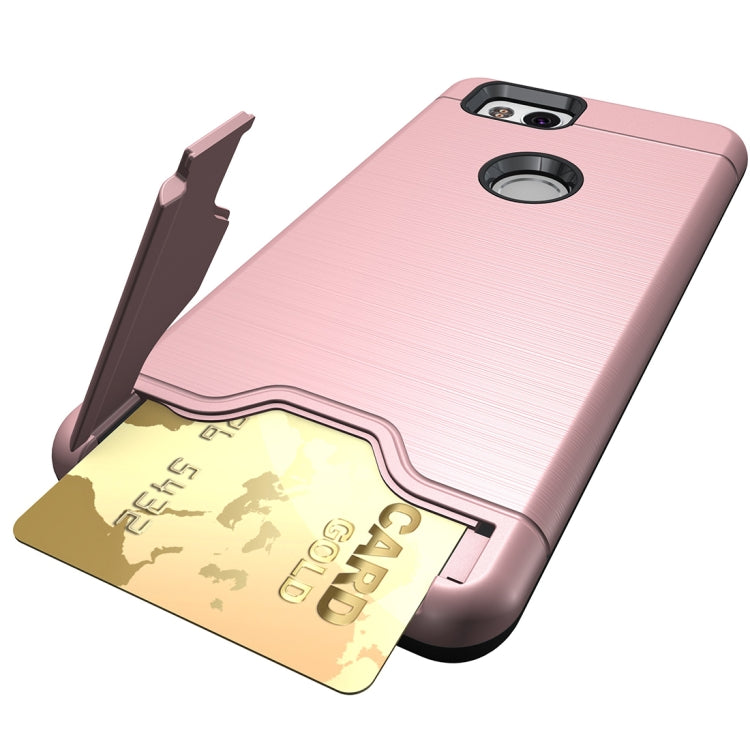 For Google Pixel 2 Brushed Texture Separable PC + TPU Protective Combination Back Case with Holder & Card Slot