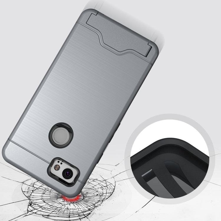 For Google Pixel 2 XL Brushed Texture Separable PC + TPU Protective Combination Back Case with Holder & Card Slot
