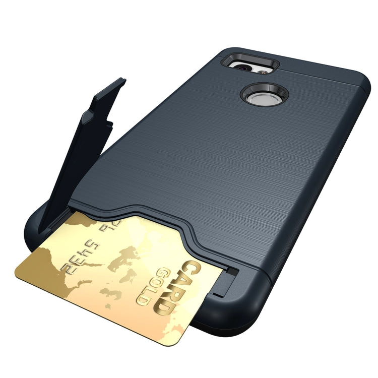 For Google Pixel 2 XL Brushed Texture Separable PC + TPU Protective Combination Back Case with Holder & Card Slot