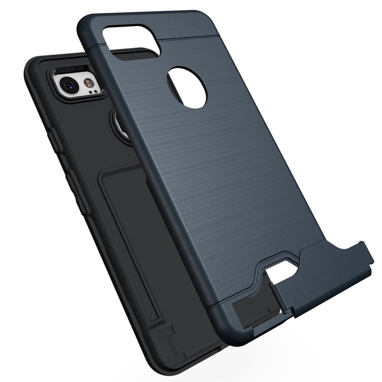 For Google Pixel 2 XL Brushed Texture Separable PC + TPU Protective Combination Back Case with Holder & Card Slot