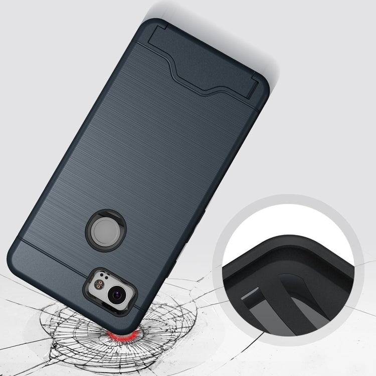 For Google Pixel 2 XL Brushed Texture Separable PC + TPU Protective Combination Back Case with Holder & Card Slot