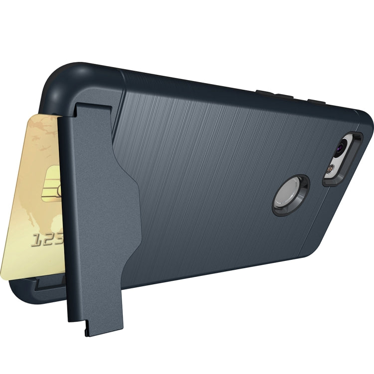 For Google Pixel 2 XL Brushed Texture Separable PC + TPU Protective Combination Back Case with Holder & Card Slot