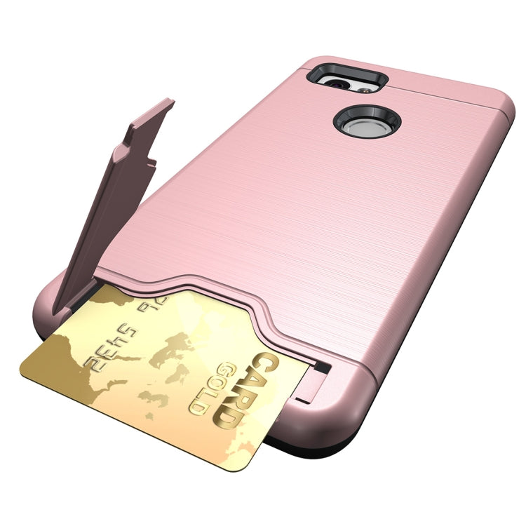 For Google Pixel 2 XL Brushed Texture Separable PC + TPU Protective Combination Back Case with Holder & Card Slot