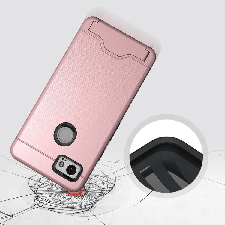 For Google Pixel 2 XL Brushed Texture Separable PC + TPU Protective Combination Back Case with Holder & Card Slot