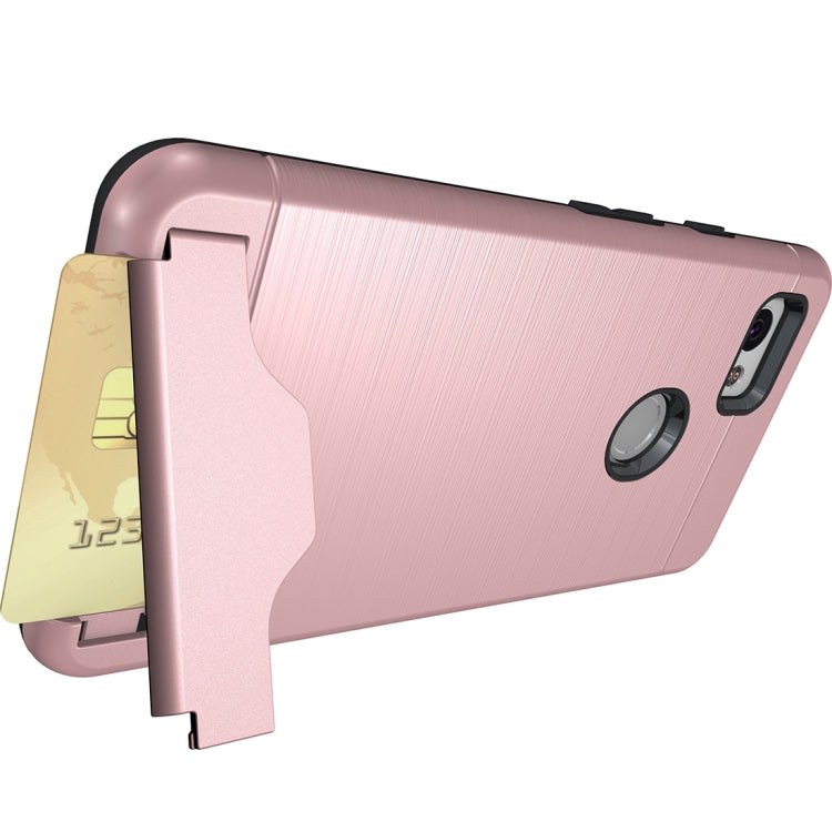 For Google Pixel 2 XL Brushed Texture Separable PC + TPU Protective Combination Back Case with Holder & Card Slot