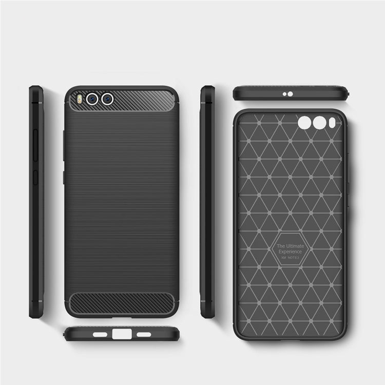 For Xiaomi Mi Note 3 Brushed Carbon Fiber Texture TPU Shockproof Anti-slip Soft Protective Back Cover Case