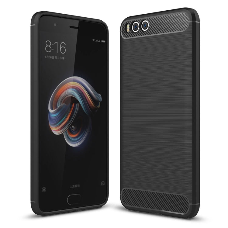 For Xiaomi Mi Note 3 Brushed Carbon Fiber Texture TPU Shockproof Anti-slip Soft Protective Back Cover Case