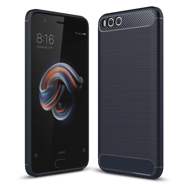 For Xiaomi Mi Note 3 Brushed Carbon Fiber Texture TPU Shockproof Anti-slip Soft Protective Back Cover Case