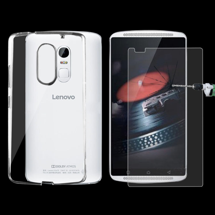 For Lenovo Lemon X3 C50 0.75mm Ultra-thin Transparent TPU Protective Case + Tempered Glass Film Screen Protector