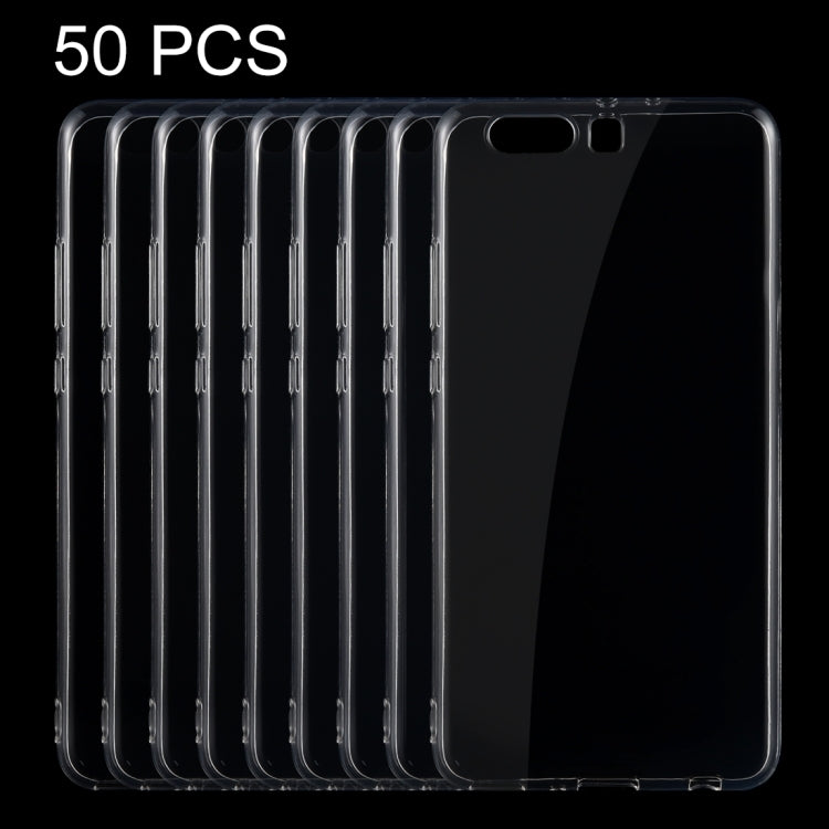 50 PCS for Huawei P10 Plus 0.75mm Ultra-thin Transparent TPU Protective Case