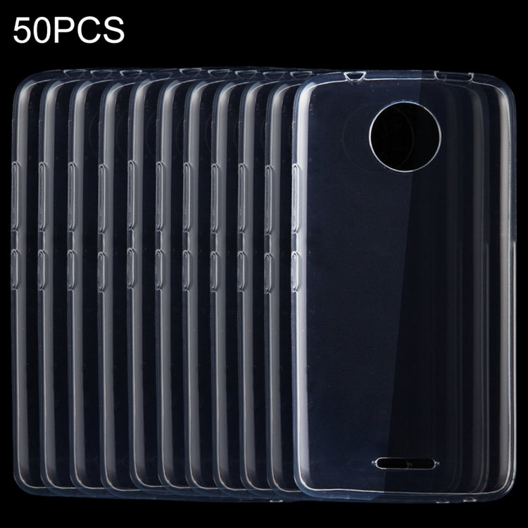 50 PCS for Motorola Moto C 0.75mm Ultra-thin Transparent TPU Protective Case