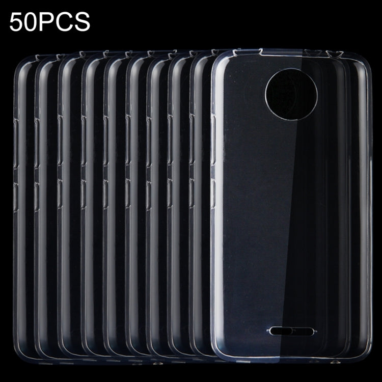 50 PCS for Motorola Moto C Plus 0.75mm Ultra-thin Transparent TPU Protective Case