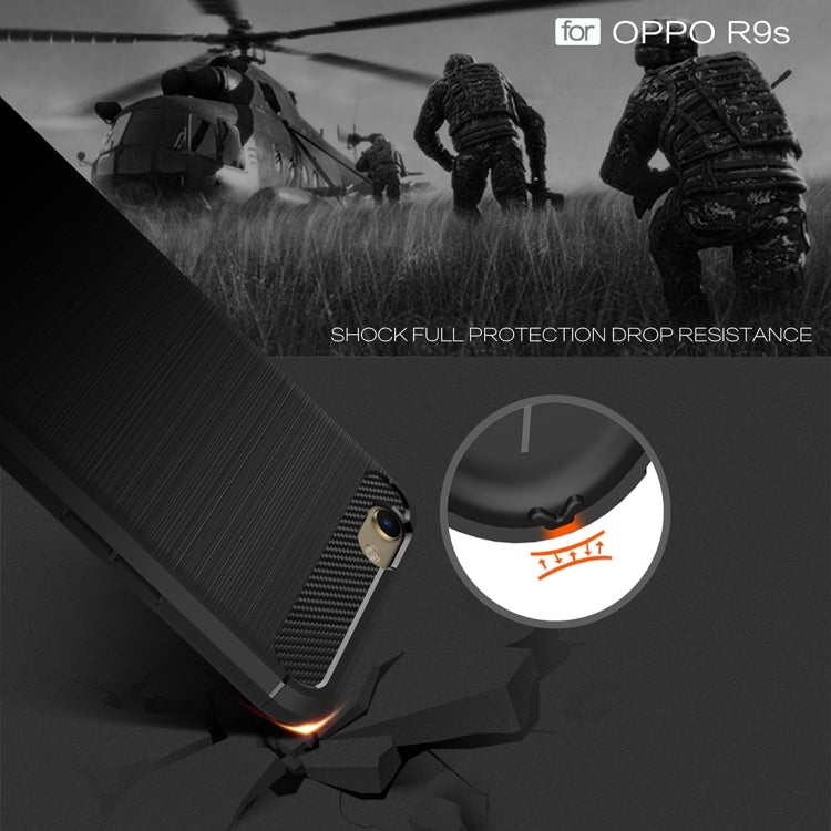 For OPPO R9s Brushed Texture Carbon Fiber TPU Protective Case