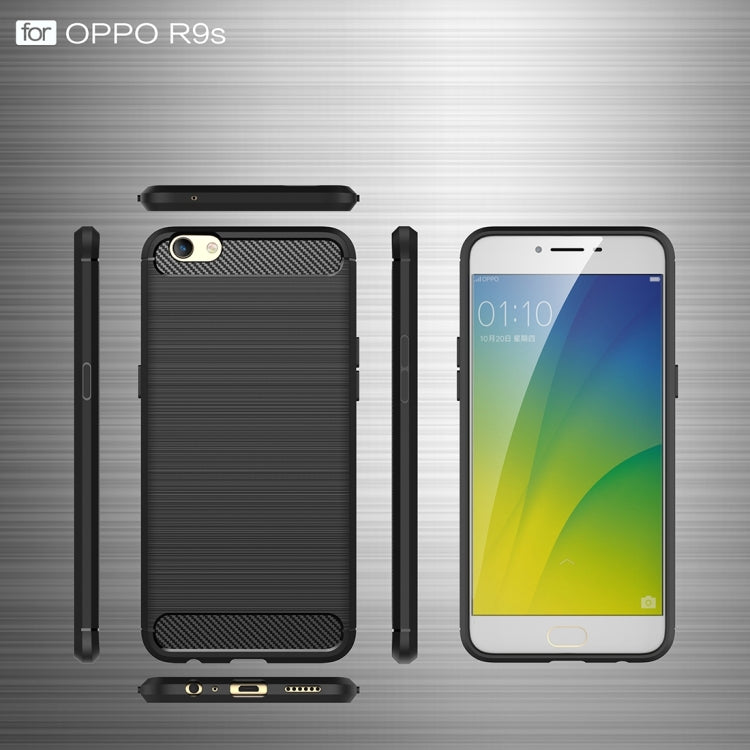 For OPPO R9s Brushed Texture Carbon Fiber TPU Protective Case