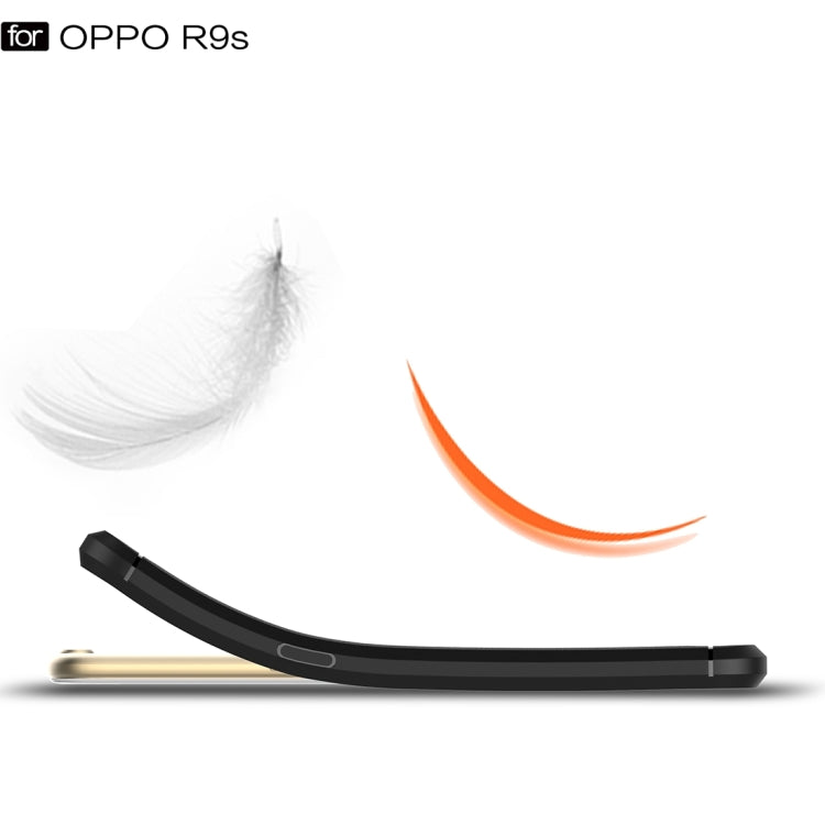 For OPPO R9s Brushed Texture Carbon Fiber TPU Protective Case