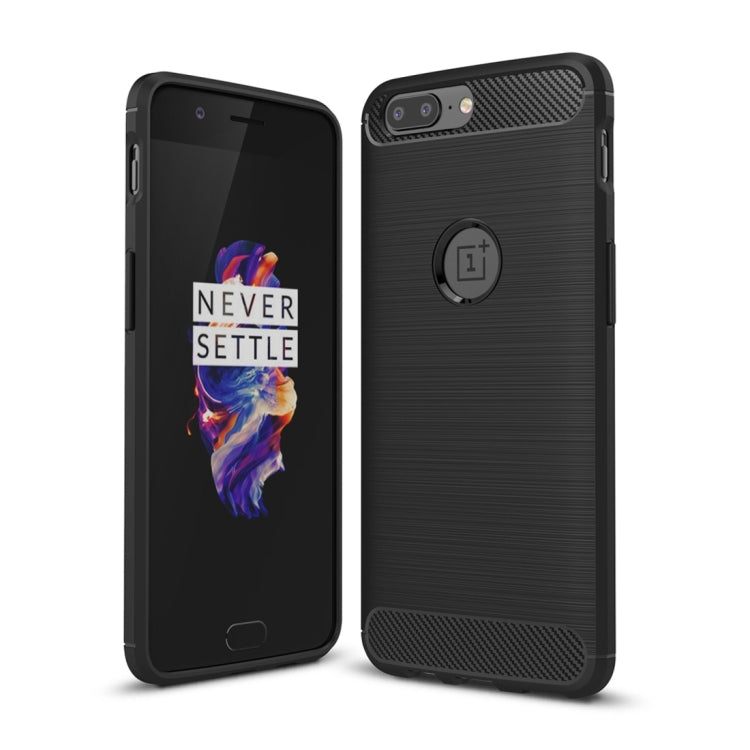 For OnePlus 5 Brushed Texture Carbon Fiber Shockproof TPU Rugged Armor Protective Case