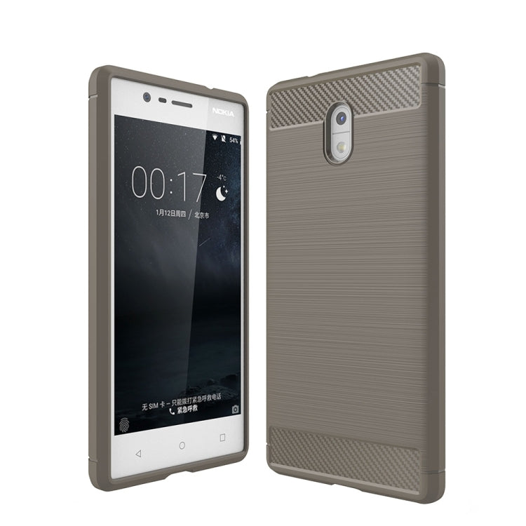 For Nokia 3 Brushed Carbon Fiber Texture Shockproof TPU Protective Cover Case