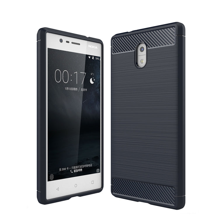 For Nokia 3 Brushed Carbon Fiber Texture Shockproof TPU Protective Cover Case