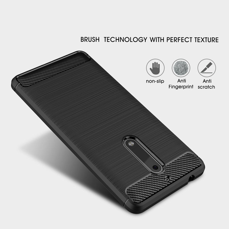 For Nokia 5 Brushed Carbon Fiber Texture Shockproof TPU Protective Cover Case