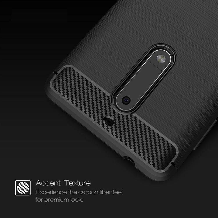 For Nokia 5 Brushed Carbon Fiber Texture Shockproof TPU Protective Cover Case