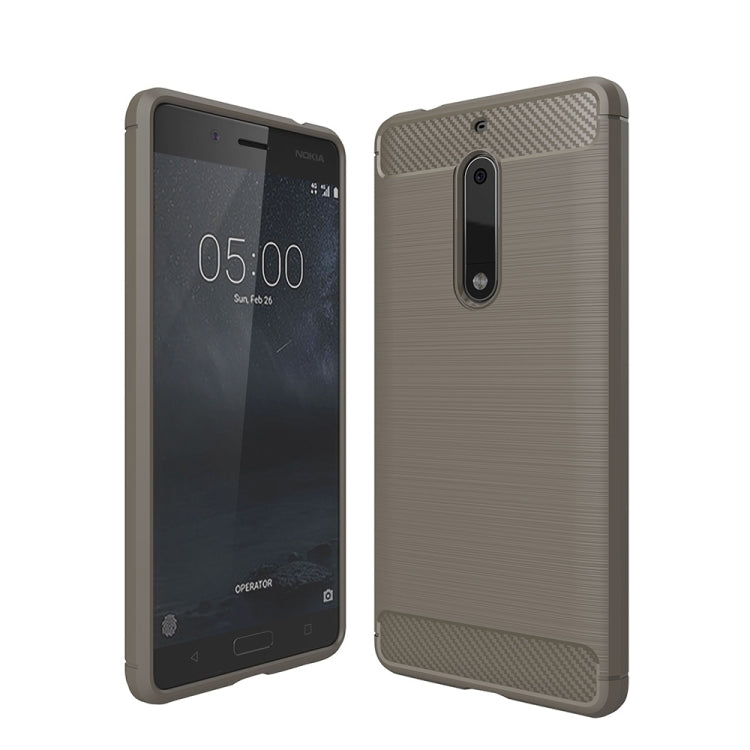 For Nokia 5 Brushed Carbon Fiber Texture Shockproof TPU Protective Cover Case