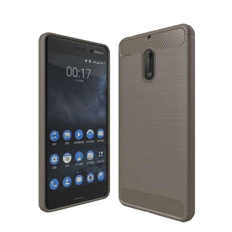 For Nokia 6 Brushed Carbon Fiber Texture Shockproof TPU Protective Cover Case