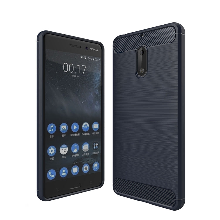 For Nokia 6 Brushed Carbon Fiber Texture Shockproof TPU Protective Cover Case