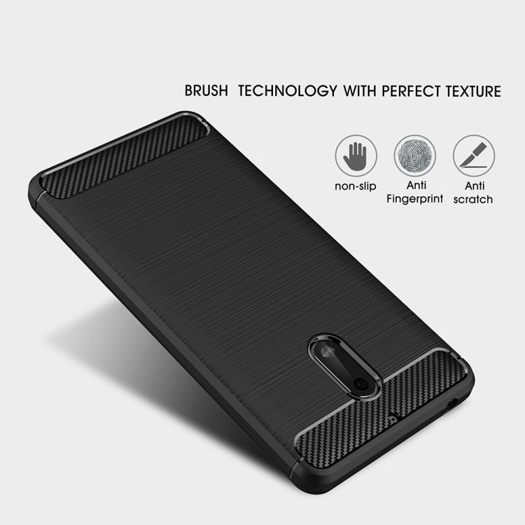 For Nokia 6 Brushed Carbon Fiber Texture Shockproof TPU Protective Cover Case