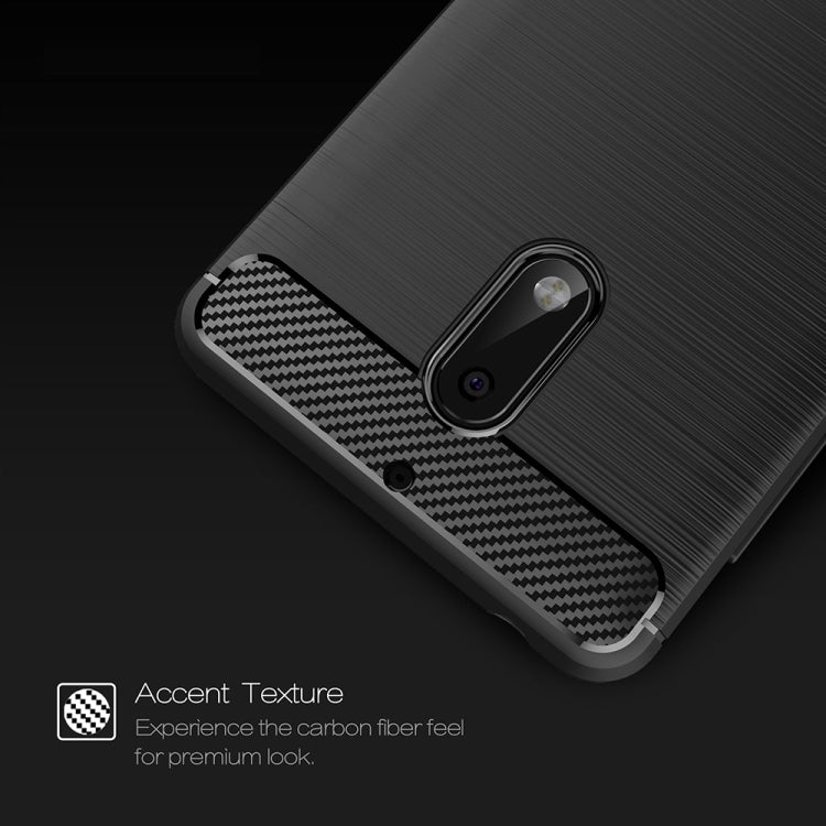 For Nokia 6 Brushed Carbon Fiber Texture Shockproof TPU Protective Cover Case
