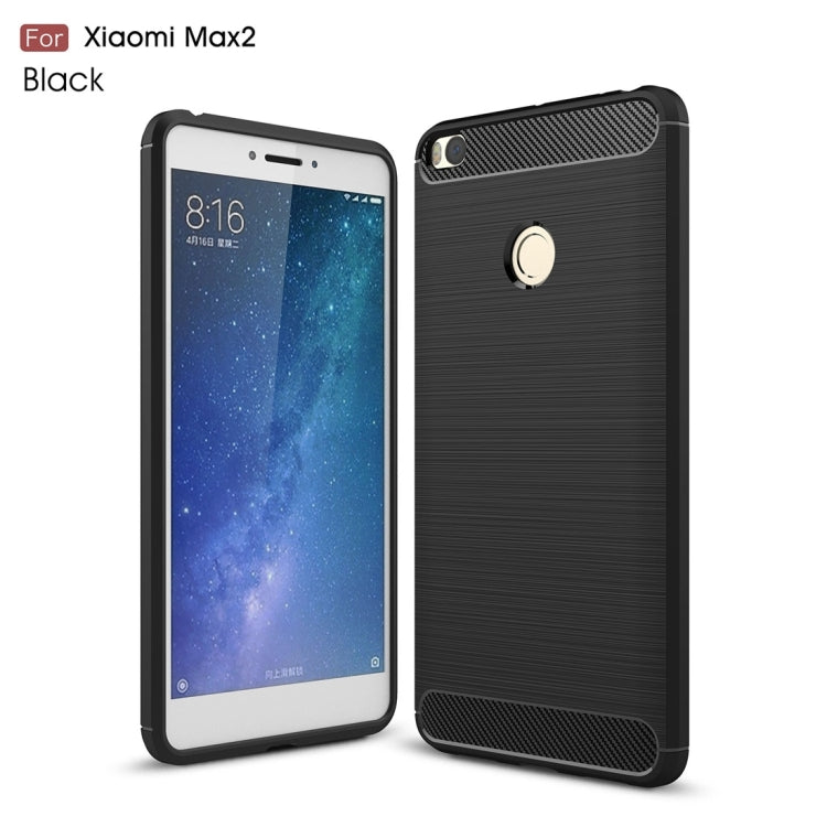 For Xiaomi Max 2 Brushed Texture Carbon Fiber Shockproof TPU Rugged Armor Protective Case