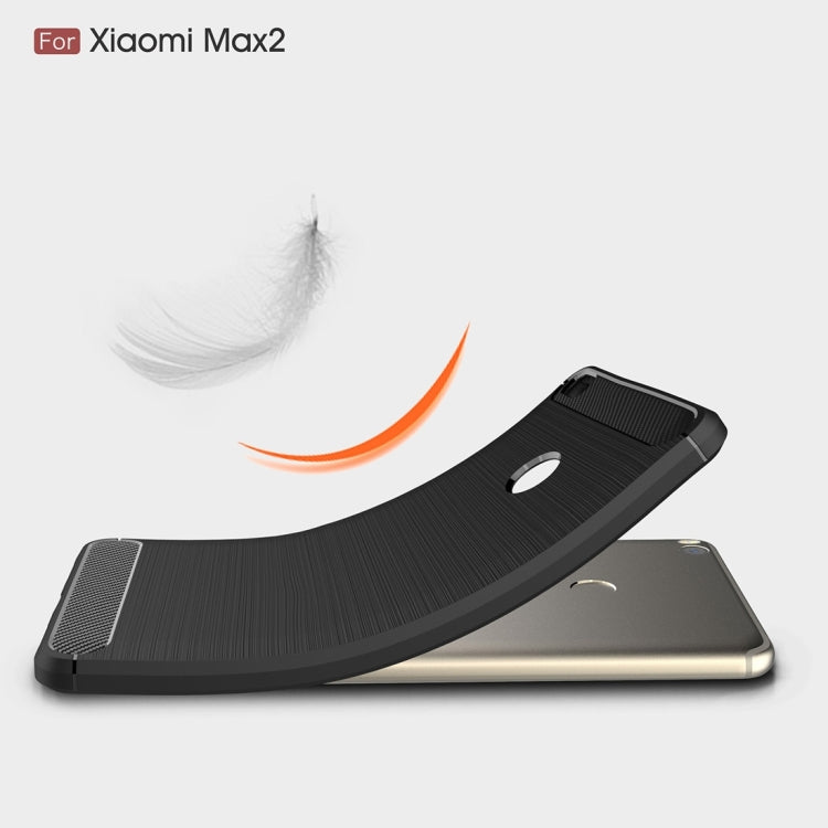 For Xiaomi Max 2 Brushed Texture Carbon Fiber Shockproof TPU Rugged Armor Protective Case