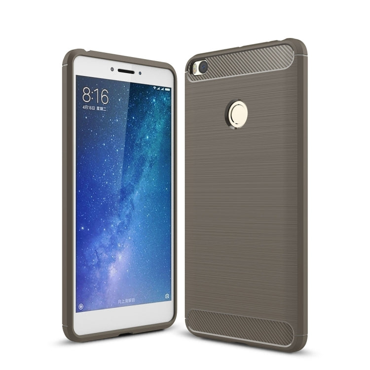 For Xiaomi Max 2 Brushed Texture Carbon Fiber Shockproof TPU Rugged Armor Protective Case