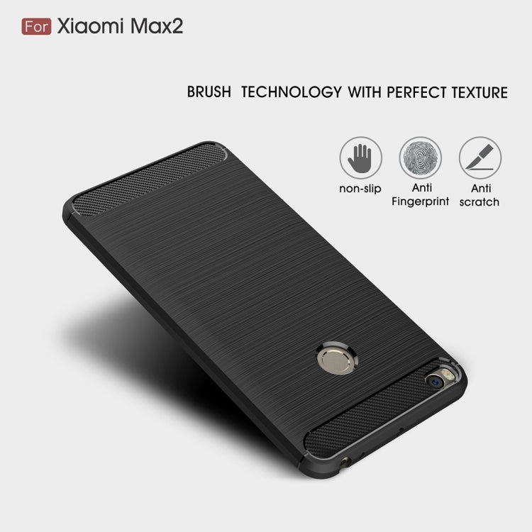 For Xiaomi Max 2 Brushed Texture Carbon Fiber Shockproof TPU Rugged Armor Protective Case