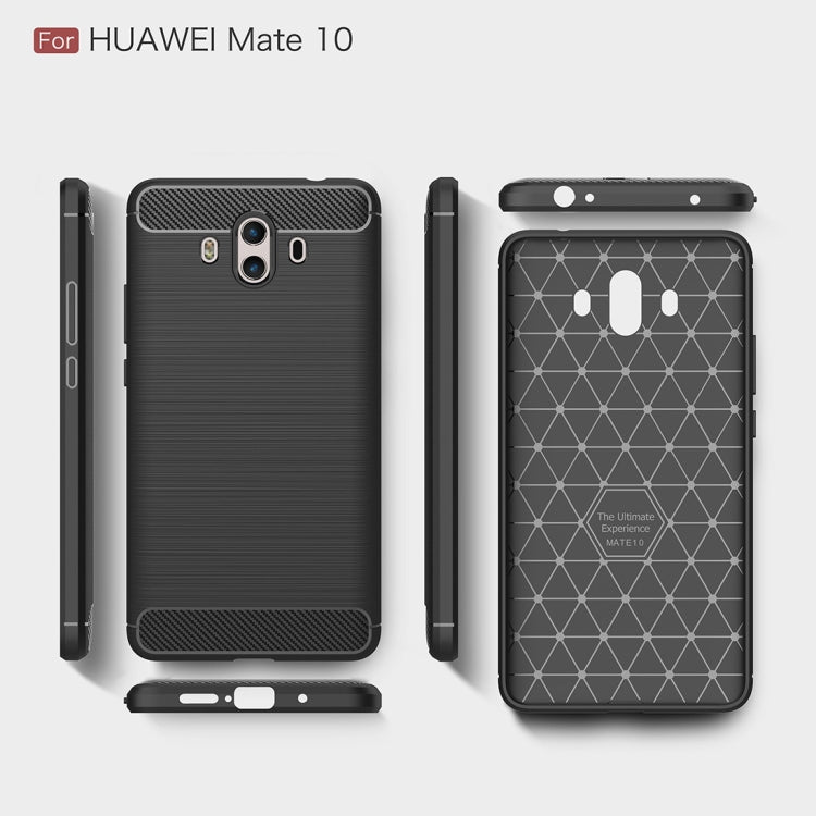For Huawei Mate 10 Brushed Texture Carbon Fiber Shockproof TPU Rugged Armor Protective Case
