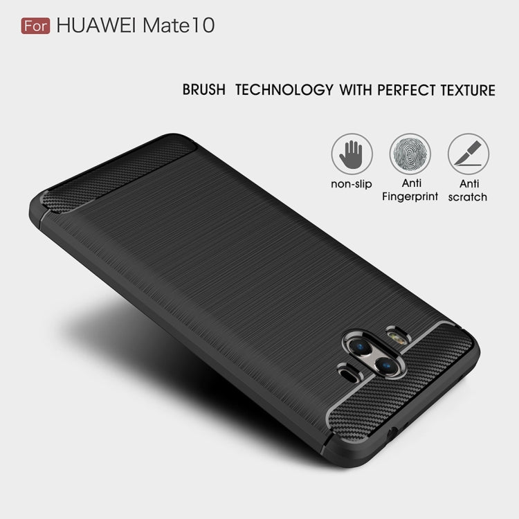For Huawei Mate 10 Brushed Texture Carbon Fiber Shockproof TPU Rugged Armor Protective Case