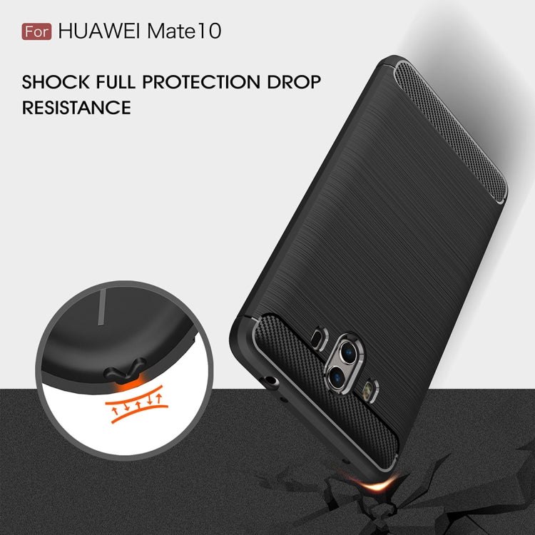 For Huawei Mate 10 Brushed Texture Carbon Fiber Shockproof TPU Rugged Armor Protective Case