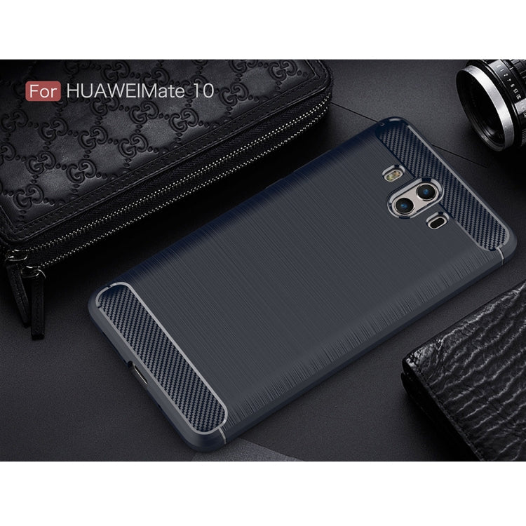 For Huawei Mate 10 Brushed Texture Carbon Fiber Shockproof TPU Rugged Armor Protective Case