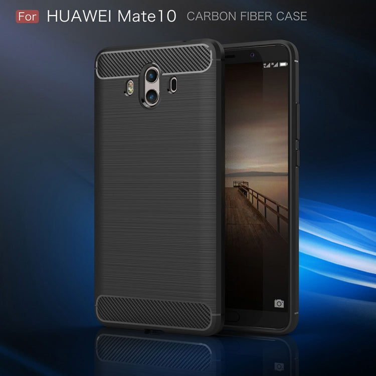 For Huawei Mate 10 Brushed Texture Carbon Fiber Shockproof TPU Rugged Armor Protective Case
