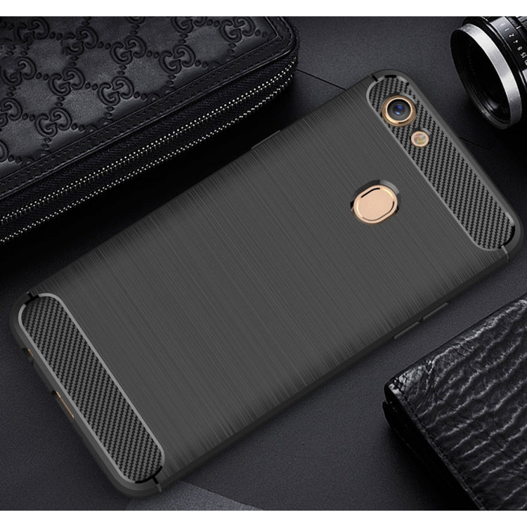 For OPPO F5 Brushed Texture Carbon Fiber Shockproof TPU Rugged Armor Protective Case