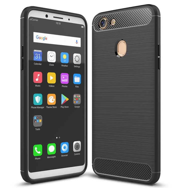 For OPPO F5 Brushed Texture Carbon Fiber Shockproof TPU Rugged Armor Protective Case
