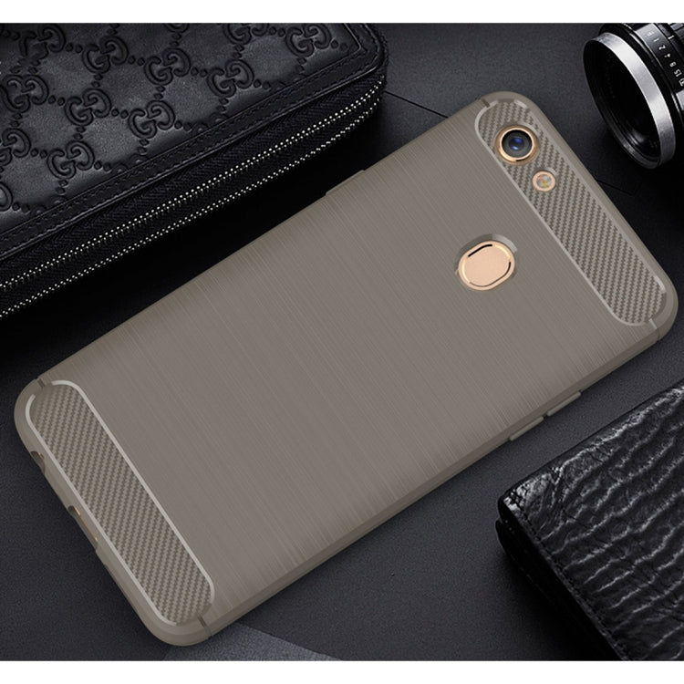 For OPPO F5 Brushed Texture Carbon Fiber Shockproof TPU Rugged Armor Protective Case