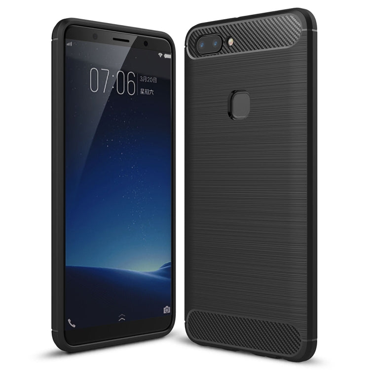 For Vivo X20 Plus Brushed Texture Carbon Fiber Shockproof TPU Rugged Armor Protective Case