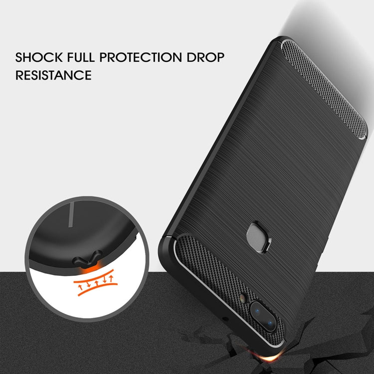 For Vivo X20 Plus Brushed Texture Carbon Fiber Shockproof TPU Rugged Armor Protective Case