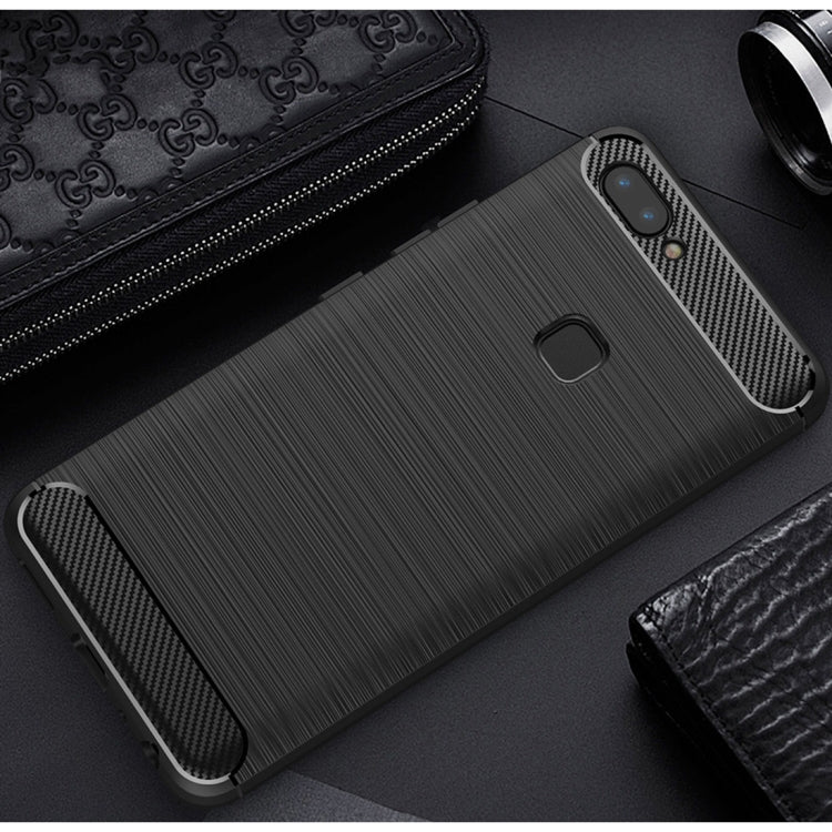 For Vivo X20 Plus Brushed Texture Carbon Fiber Shockproof TPU Rugged Armor Protective Case