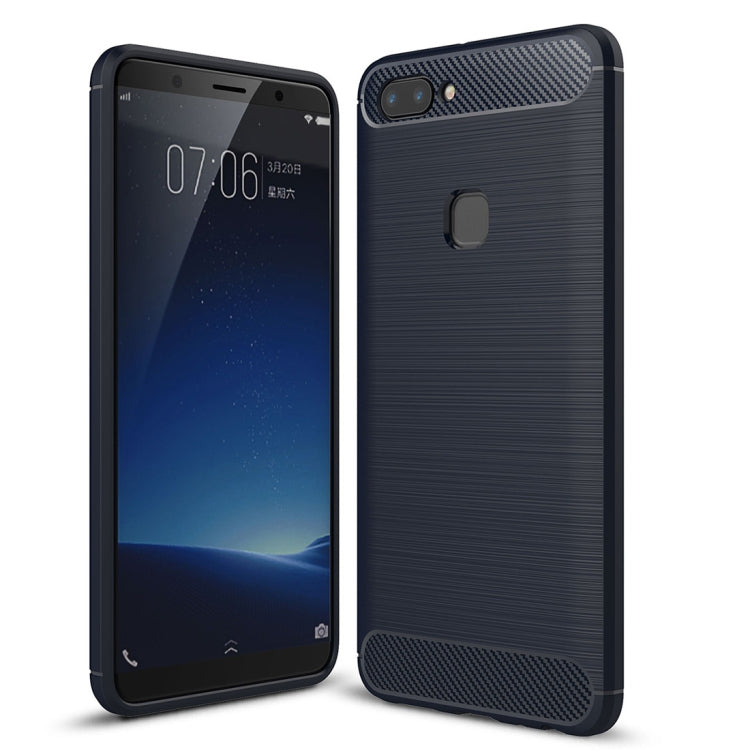 For Vivo X20 Plus Brushed Texture Carbon Fiber Shockproof TPU Rugged Armor Protective Case