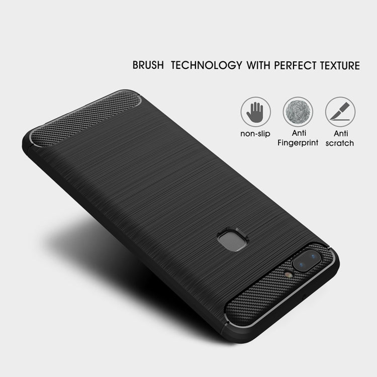 For Vivo X20 Plus Brushed Texture Carbon Fiber Shockproof TPU Rugged Armor Protective Case